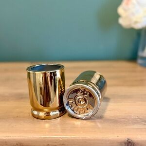 Set 2 Gold 50 Cal Shot Glasses Baruzzo 2oz Novelty Barware